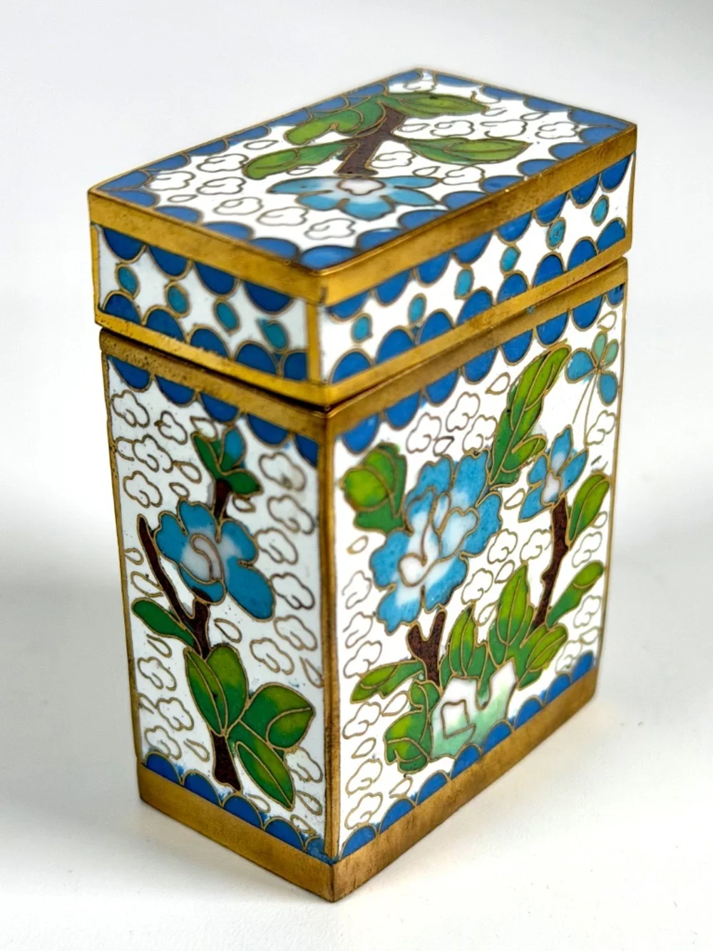 Vintage Chinese Cloisonné Small Canister Jar Set - 8 canisters w/ Original Box